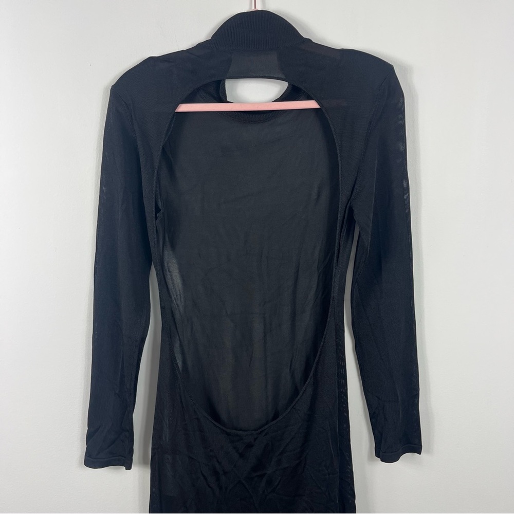 Tom Ford Turtleneck Open Back Long Sleeve Evening Gown Size Medium NWT Black - Picture 4 of 7
